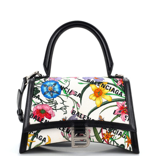x Balenciaga The Hacker Project Hourglass Top Handle Bag Flora Canvas Small