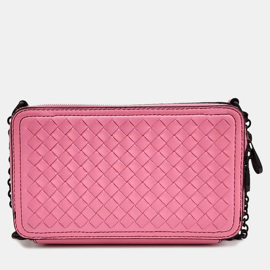 Bottega Veneta Pink Intrecciato Leather Camera Bag
