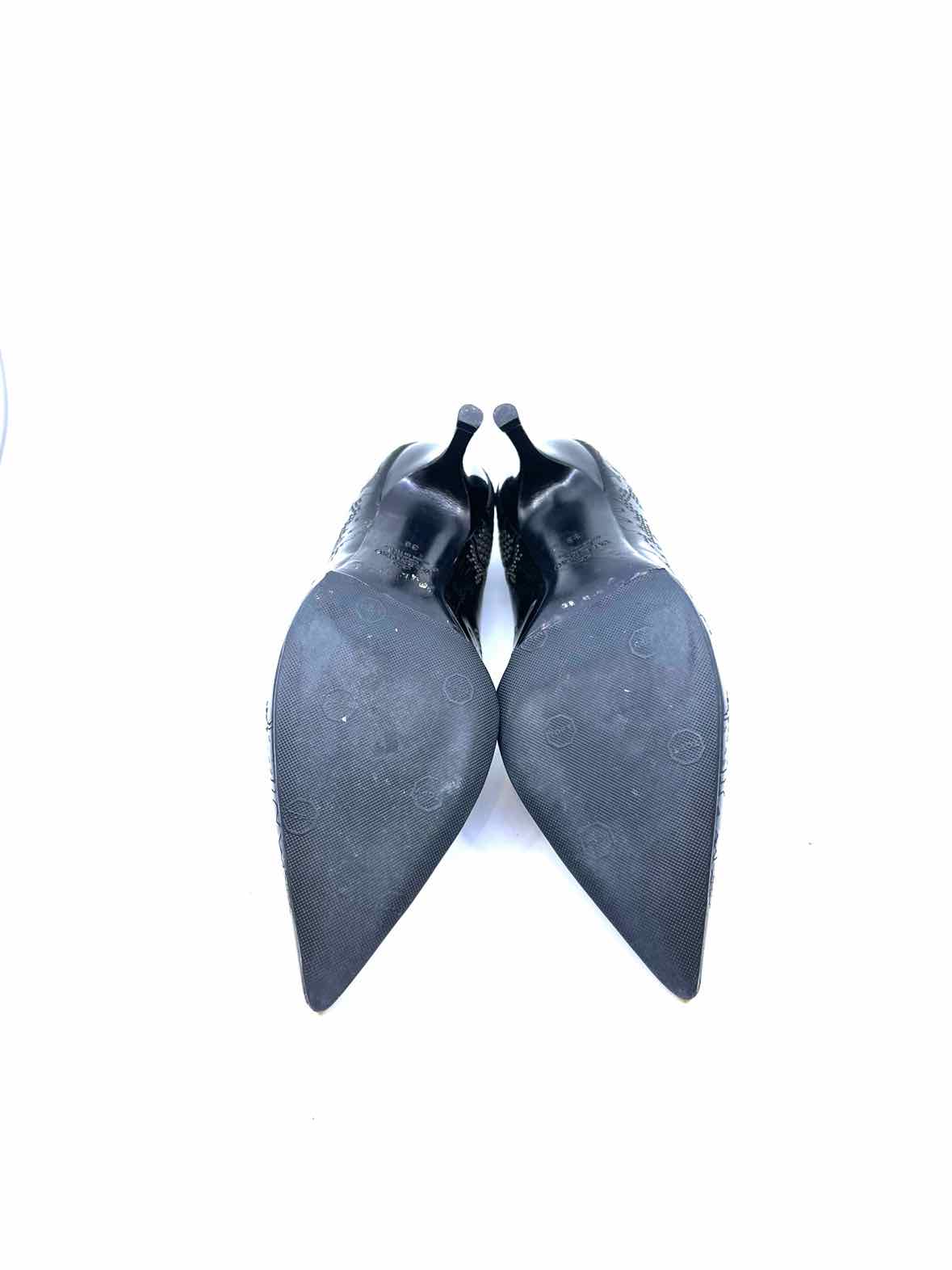 VALENTINO Size 9 Black, beige Patent Leather Floral Pumps