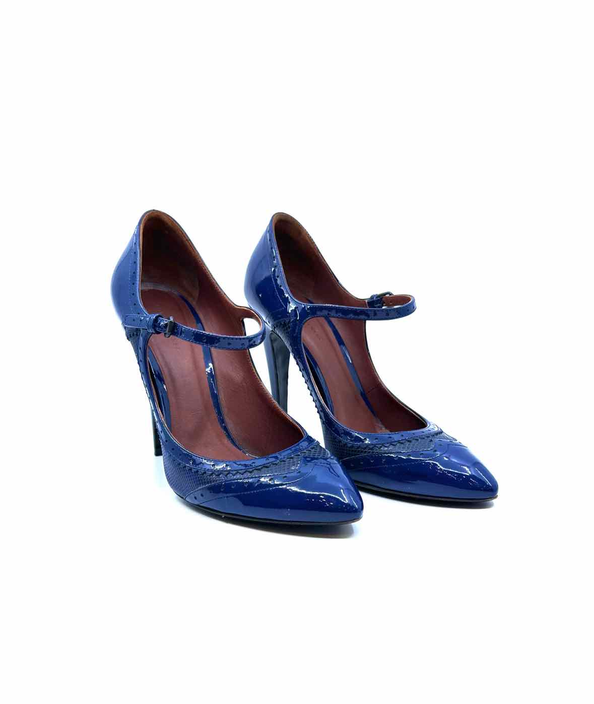 BOTTEGA VENETA Size 10 Navy Patent Leather Solid Pumps