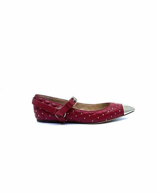 VALENTINO Size 9 Red Leather Flats