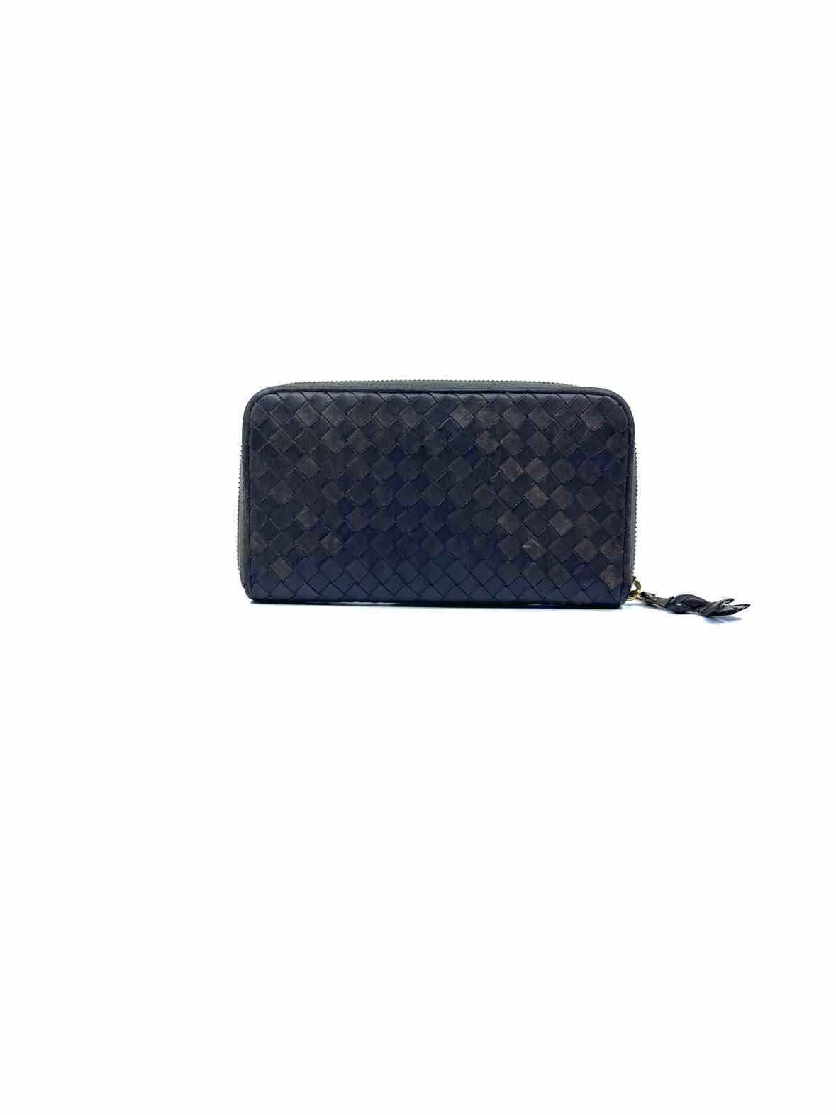 BOTTEGA VENETA Continental Brown Leather Woven Wallet