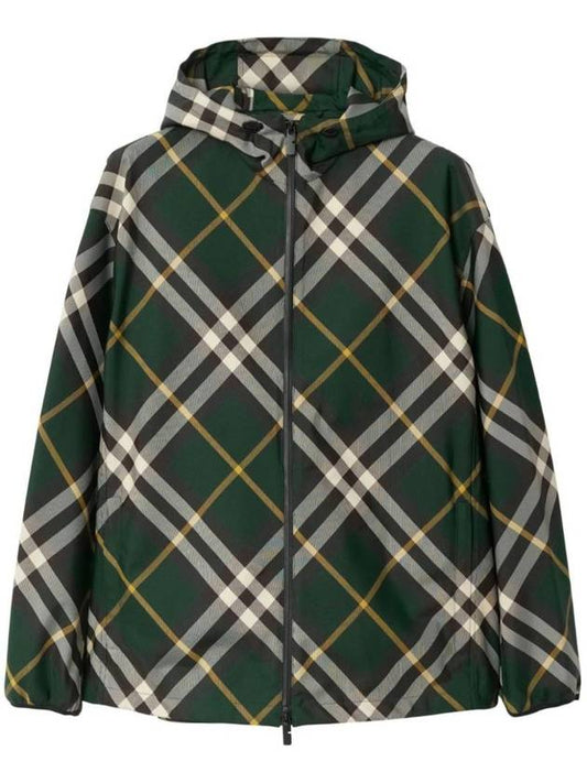 Burberry Check Pattern Hoodie Zip-Up Ivy