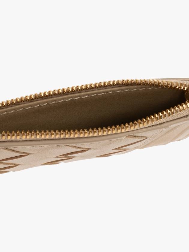 Bottega Veneta Intrecciato Zipper Card Wallet Beige