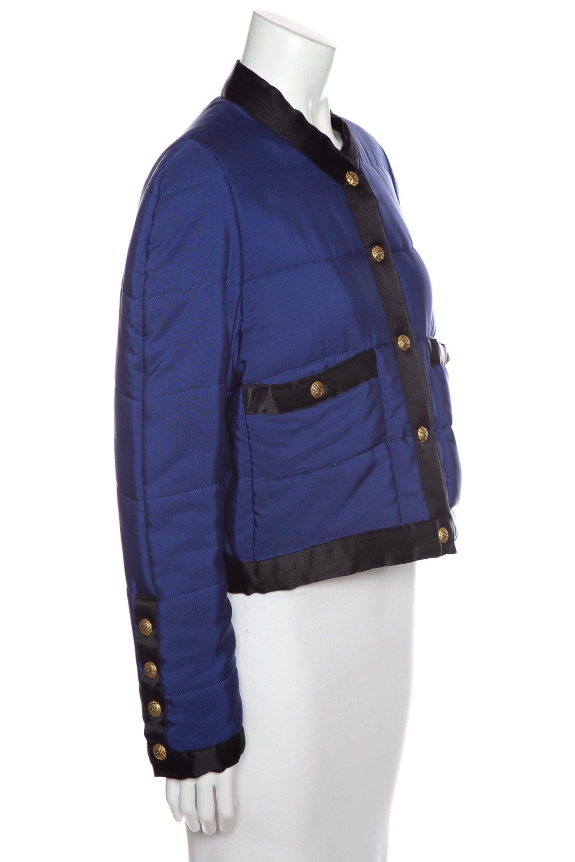 Chanel Vintage Blue Quilted Silk Puffer Jacket SZ N/A