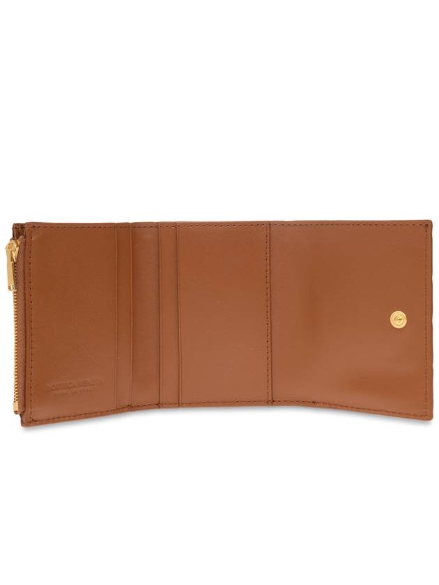 Bottega Veneta Intrecciato Zip Leather Half Wallet Wood