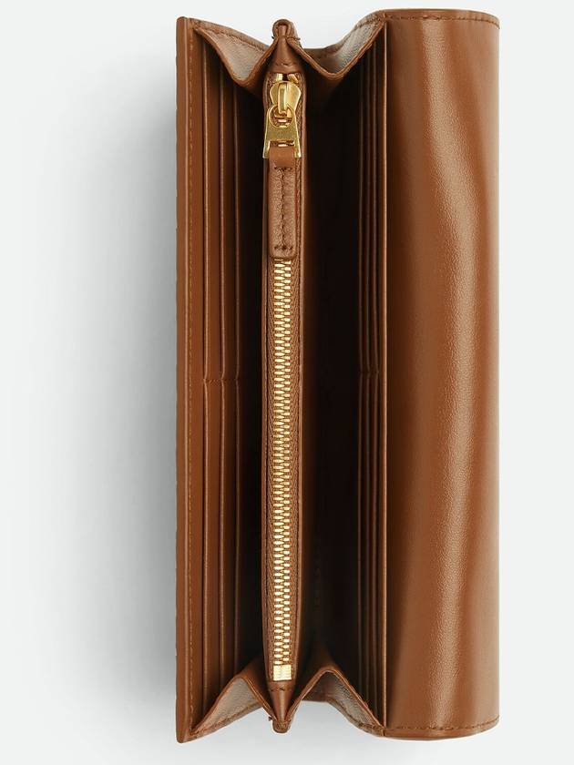 Bottega Veneta Intrecciato Flap Long Wallet Wood