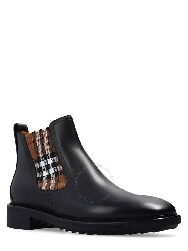 Burberry Men's Vintage Check Panel Chelsea Boots Black