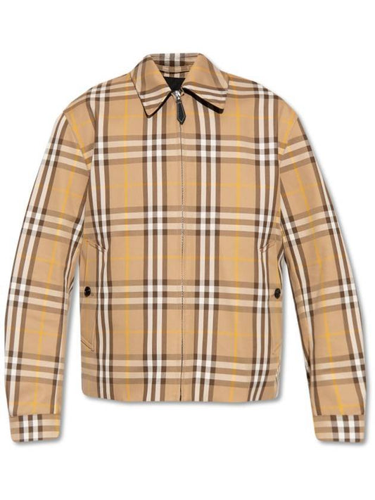 Burberry Check Print Reversible Zip-Up Jacket Truffle Beige