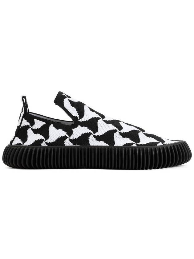 Bottega Veneta Ripple Triangle Pattern Slip-Ons Black White