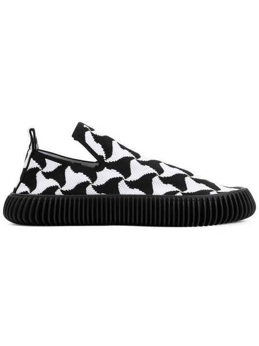 Bottega Veneta Ripple Triangle Pattern Slip-Ons Black White