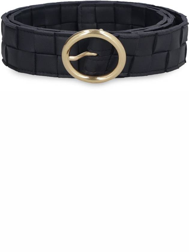 Bottega Veneta Maxi Intrecciato Leather Belt Black