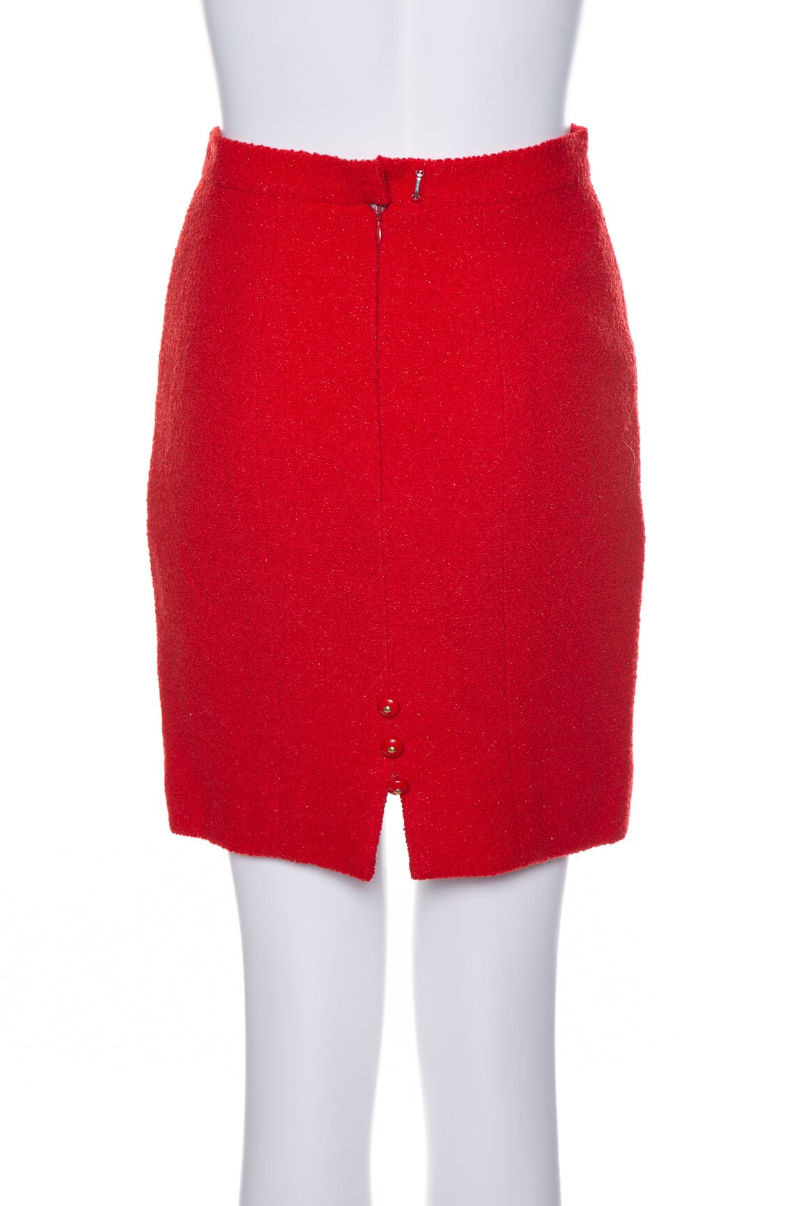 Chanel Vintage 1995 Red Tweed Skirt SZ 36