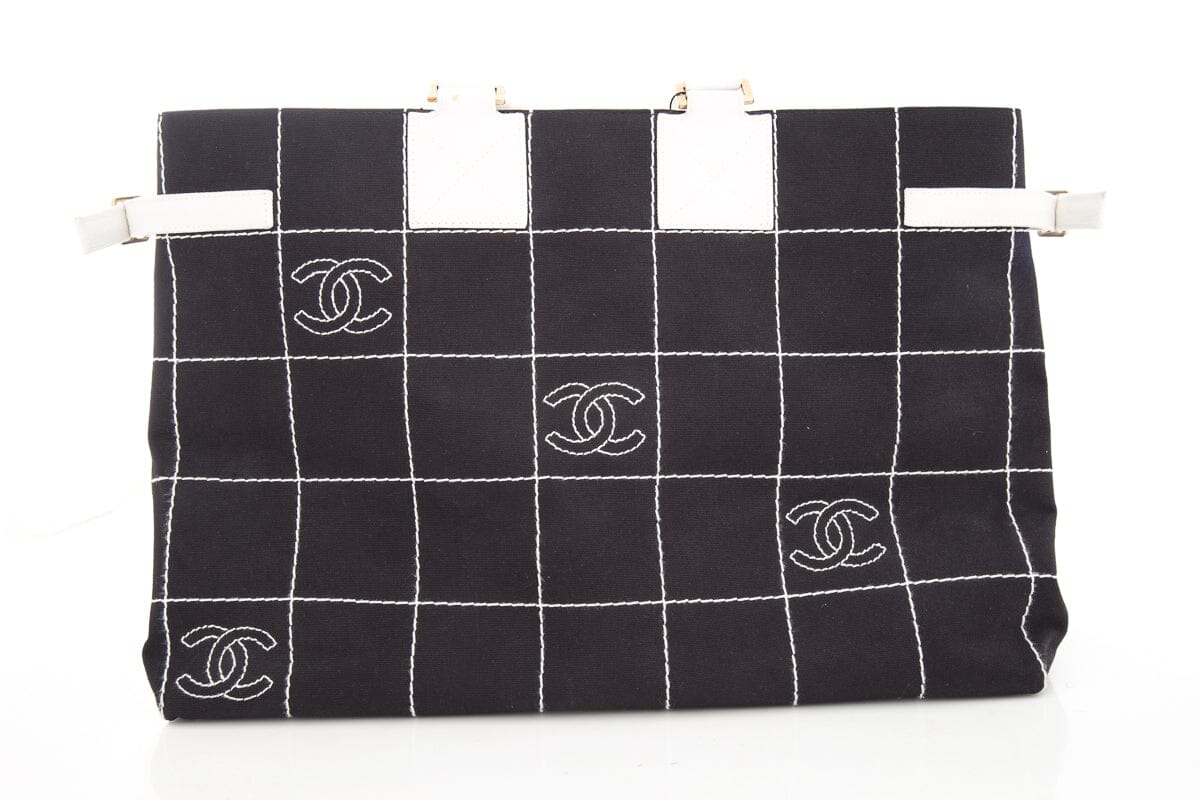Chanel CC Canvas Black Quilt Large Tote