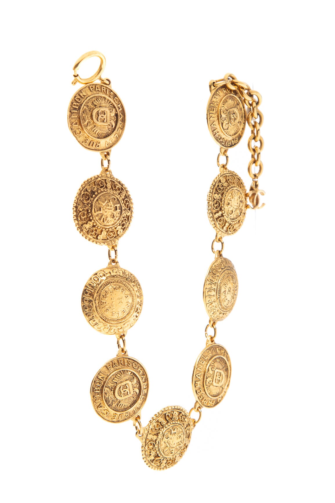 Chanel Gold Medallion Chain Link Necklace