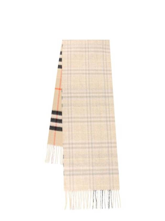 Burberry Check Reversible Cashmere Scarf Sand Beige