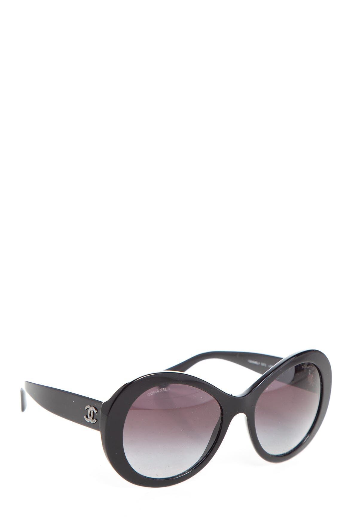 Chanel Black Round Eye Interlocking CC Side Detail Sunglasses