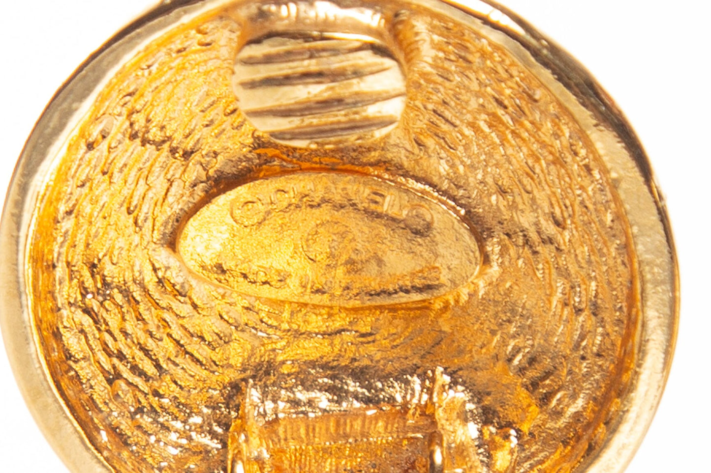 Chanel Vintage Gold Quilted CC Clip-On Earrings