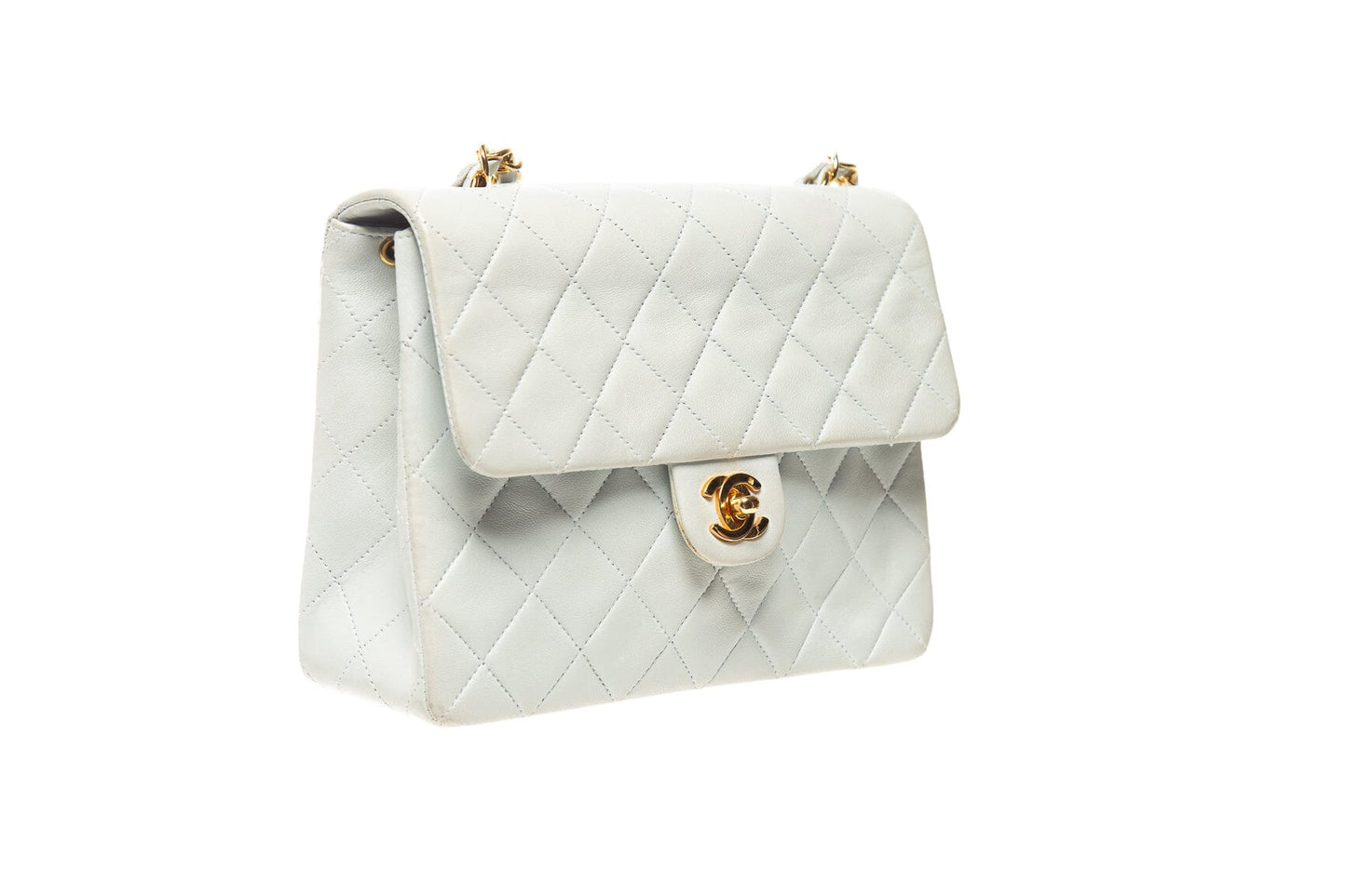 Chanel Vintage (1991-1994) Powder Blue Square Flap Shoulder Bag