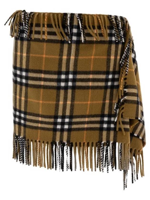 Burberry Check Wool Cashmere A-Line Skirt Oxide