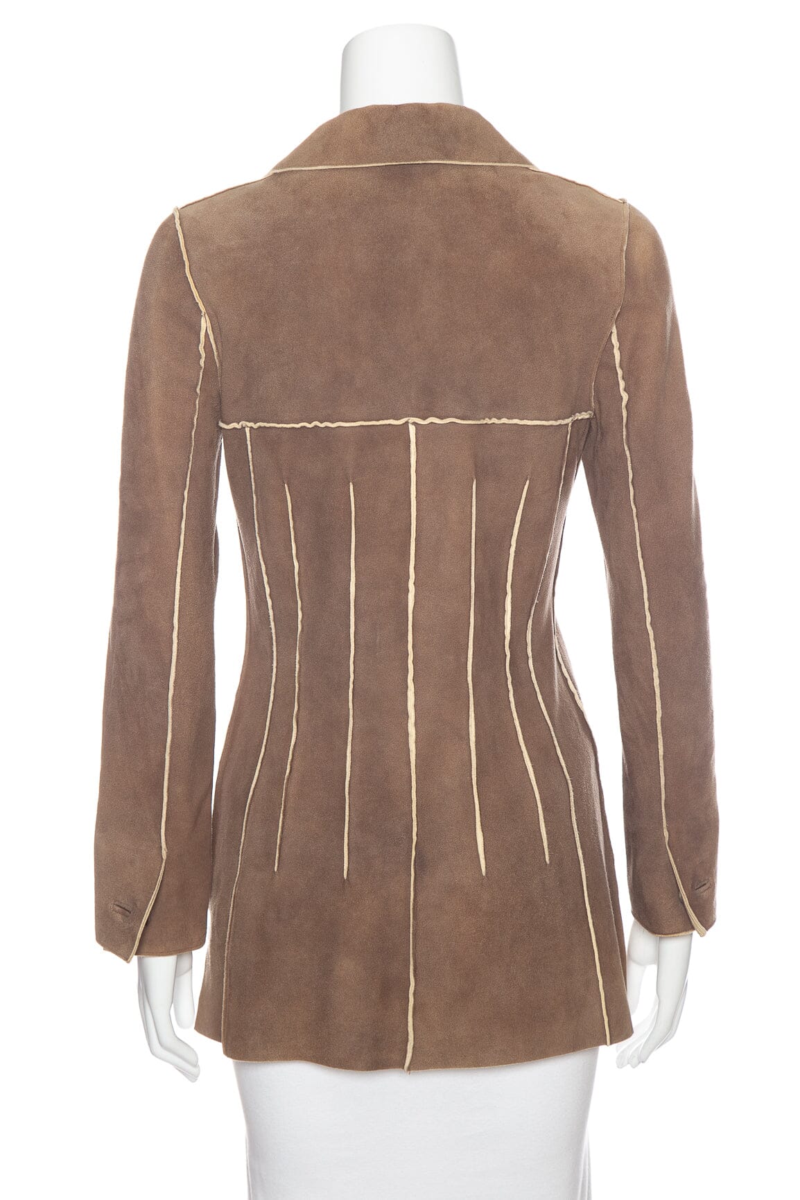 Chanel Brown Suede Deer Leather Jacket SZ 38