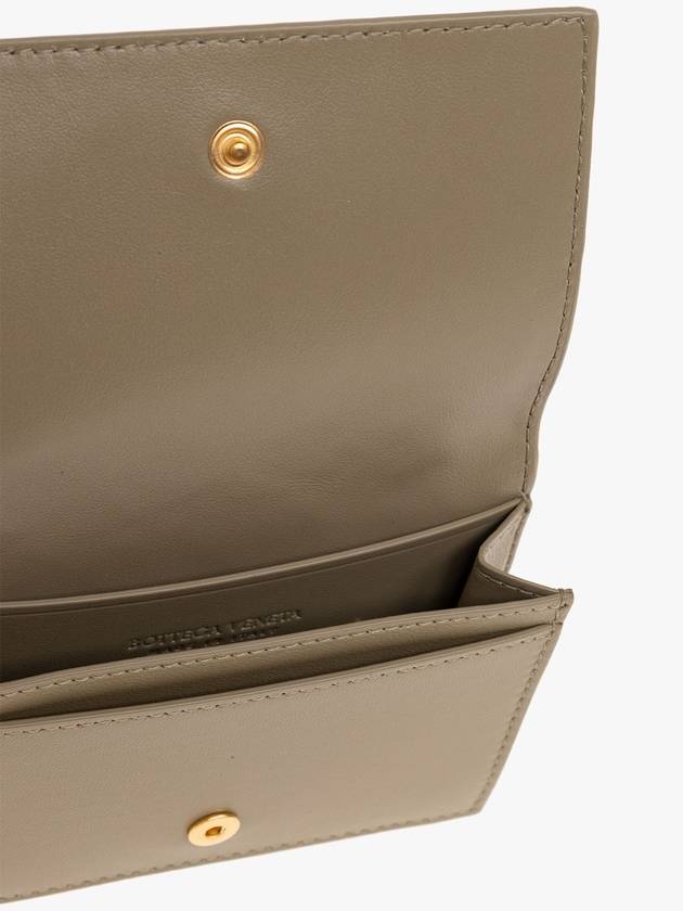 Bottega Veneta Intrecciato Flap Business Card Wallet Taupe