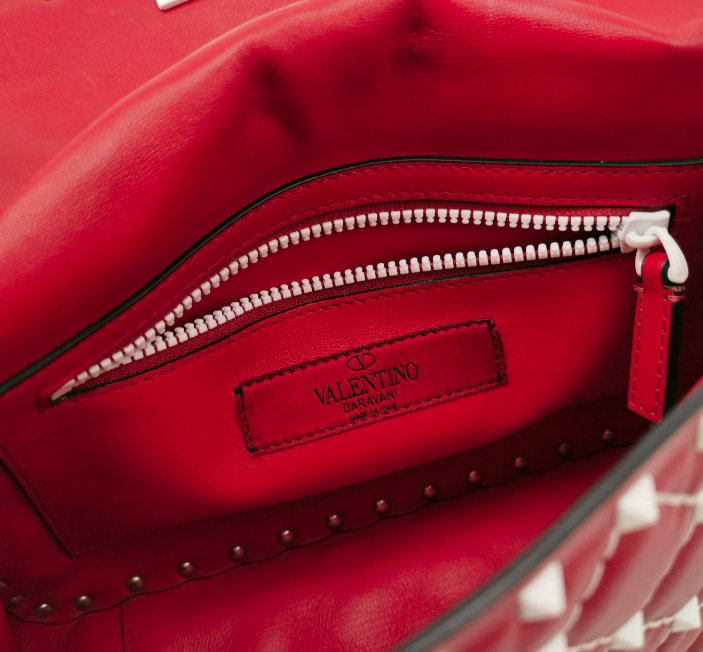 Valentino Rockstud Spike Medium 23cm Bag Red 24052678724369
