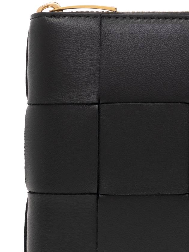 Bottega Veneta Cassette Compact Zip Around Small Leather Half Wallet Black