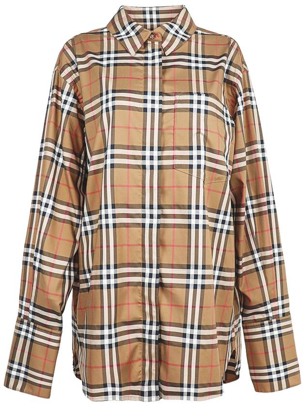 Burberry Check Cotton Long Sleeve Shirt Brown