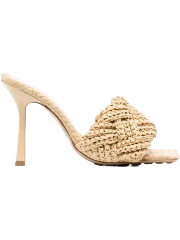 Bottega Veneta Lido Intrecciato Raffia Mule Beige
