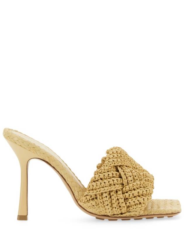 Bottega Veneta Lido Intrecciato Raffia Mule Beige