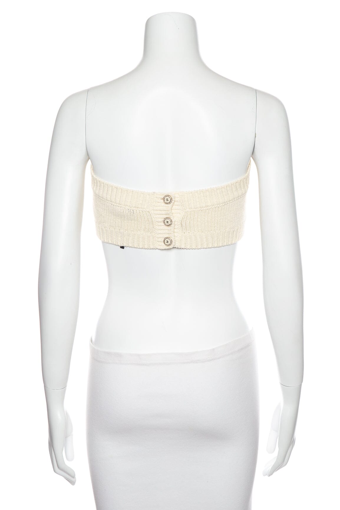 Chanel Beige Knit Ecru 2022 Summer Tube Top SZ 40