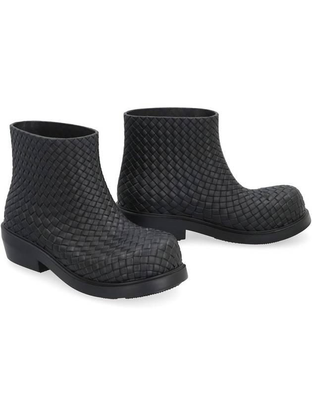 Bottega Veneta Fireman Intrecciato Leather Ankle Boots Black