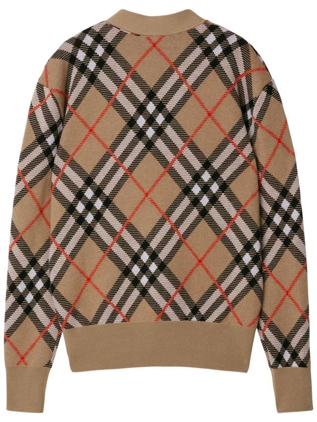 Burberry Check Wool Blend Cardigan Beige