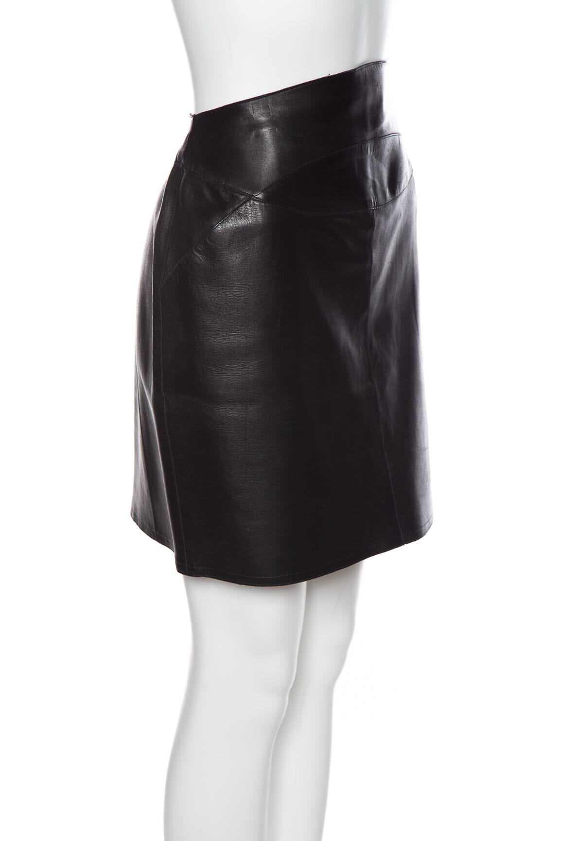 Chanel Black Leather Skirt SZ 42