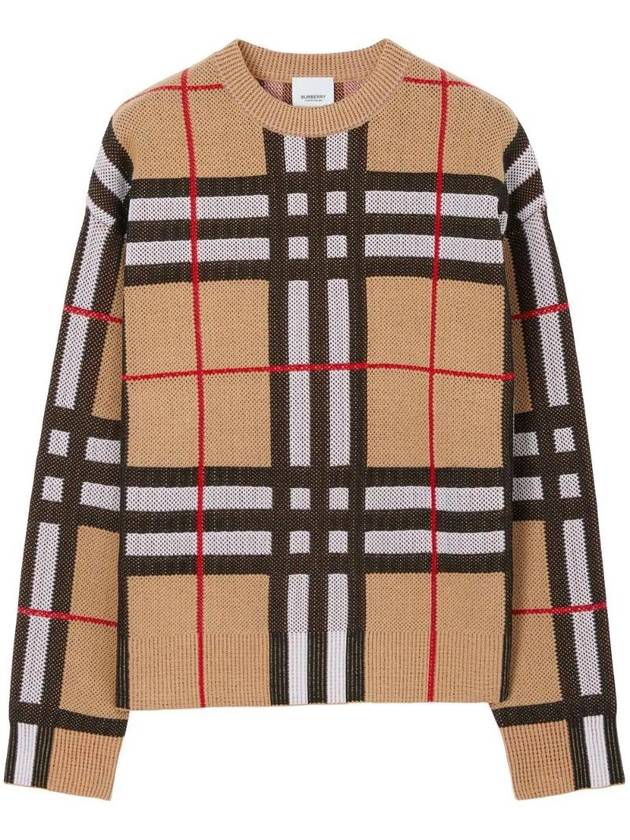 Burberry Vintage Check Crew Neck Knit Top Archive Beige