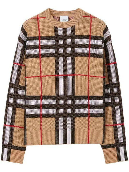 Burberry Vintage Check Crew Neck Knit Top Archive Beige