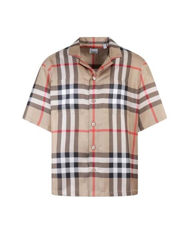 Burberry Vintage Check Silk Short Sleeve Shirt Archive Beige