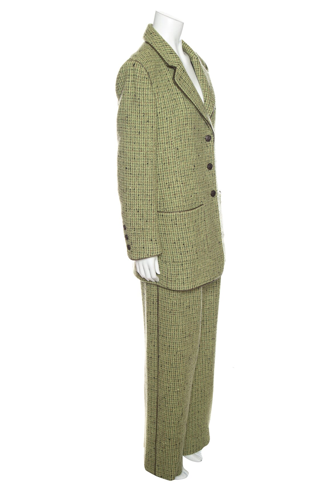 Chanel Vintage 1997 Autumn Moss Wide Leg Suit SZ 40
