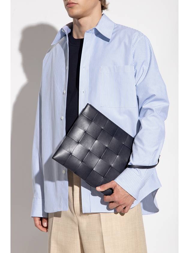 Bottega Veneta Intrecciato Strap Clutch Dark Navy