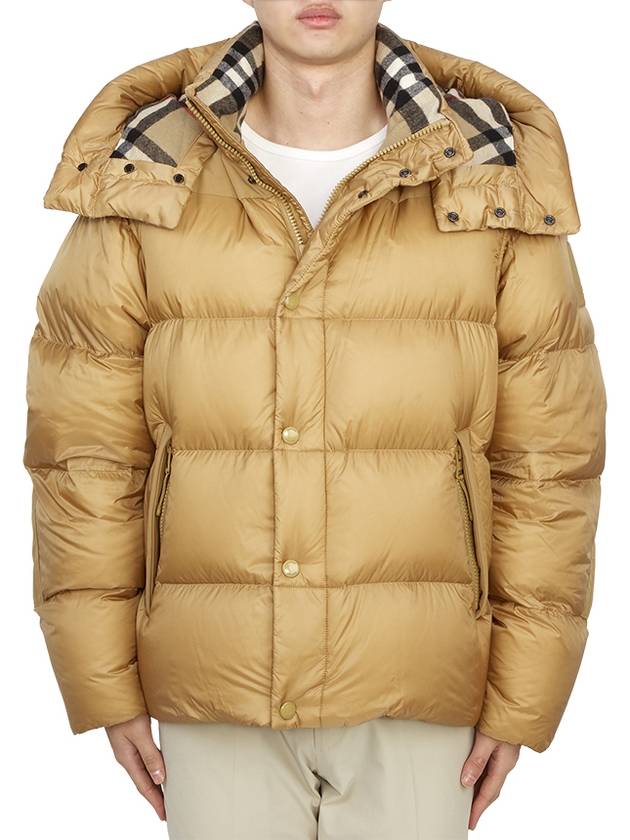 Burberry Logo Patch Hooded Down Padding Beige