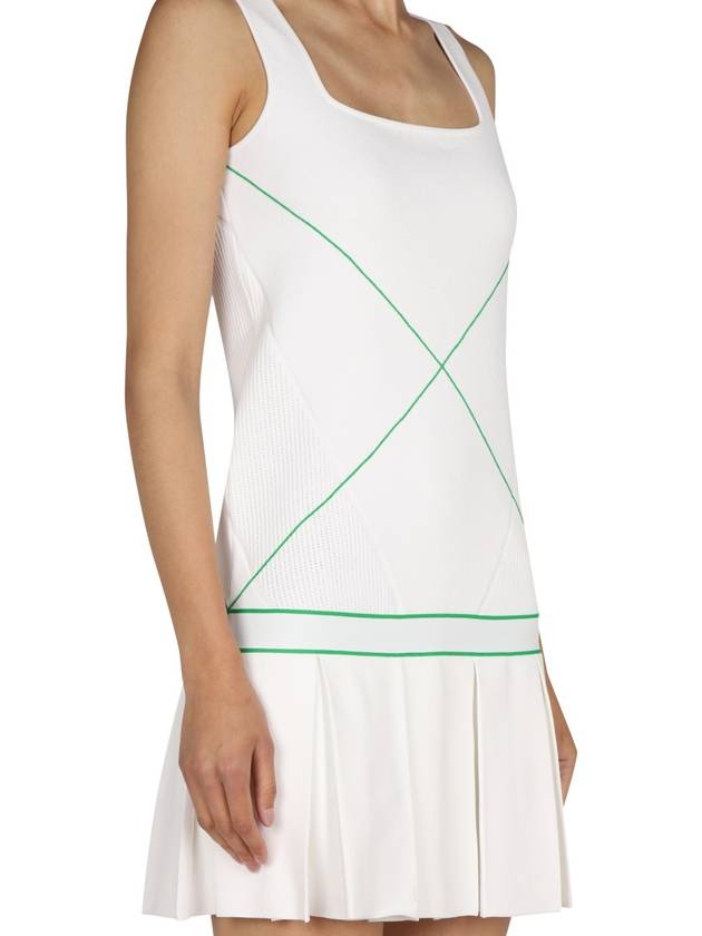 Bottega Veneta Paraket Stitch Sleeveless Tennis Midi Dress White