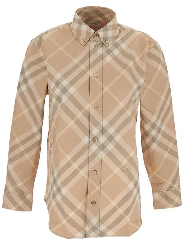 Burberry Vintage Check Cotton Long Sleeve Shirt Beige