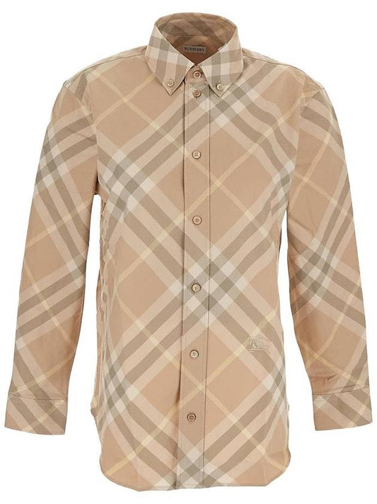 Burberry Vintage Check Cotton Long Sleeve Shirt Beige