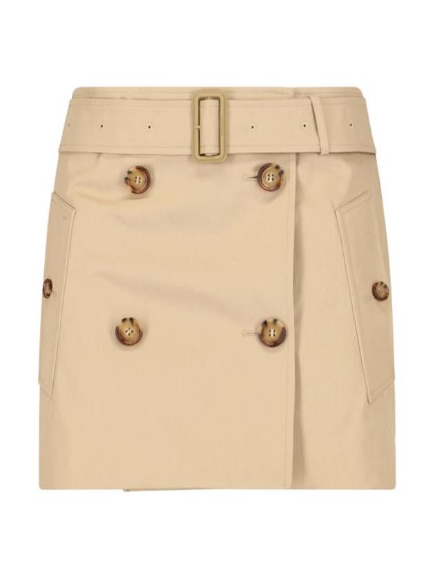 Burberry Women's Cotton Gabardine Mini Trench A-Line Skirt Beige