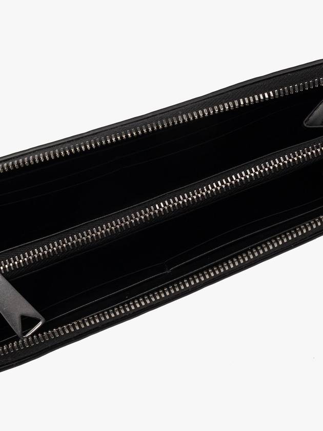 Bottega Veneta Intrecciato Zipper Around Leather Long Wallet Black