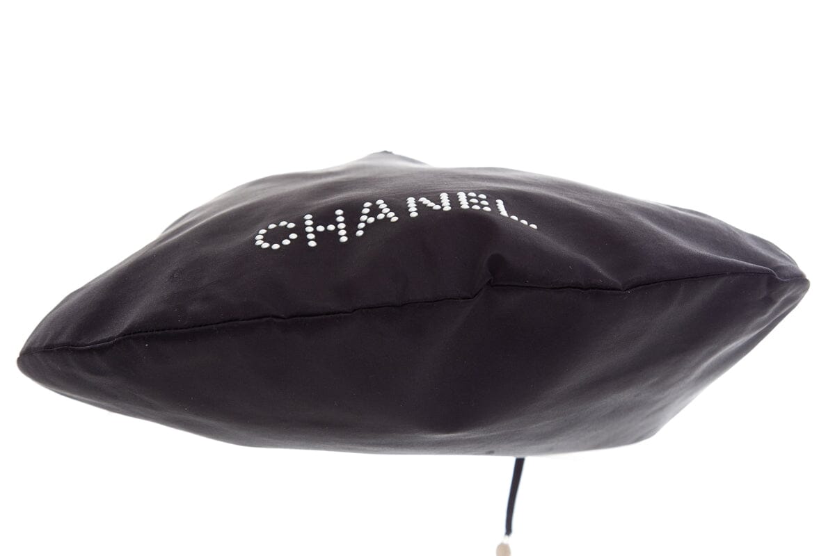 Chanel Black Satin & Pearl Stud Detail Handbag