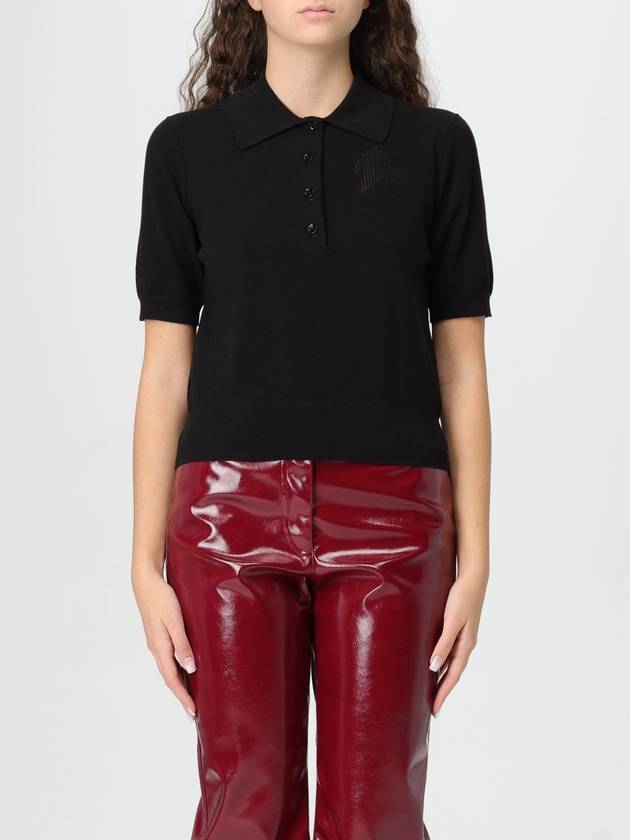 Burberry Slim Fit Cotton Blend Knit Polo Shirt Black