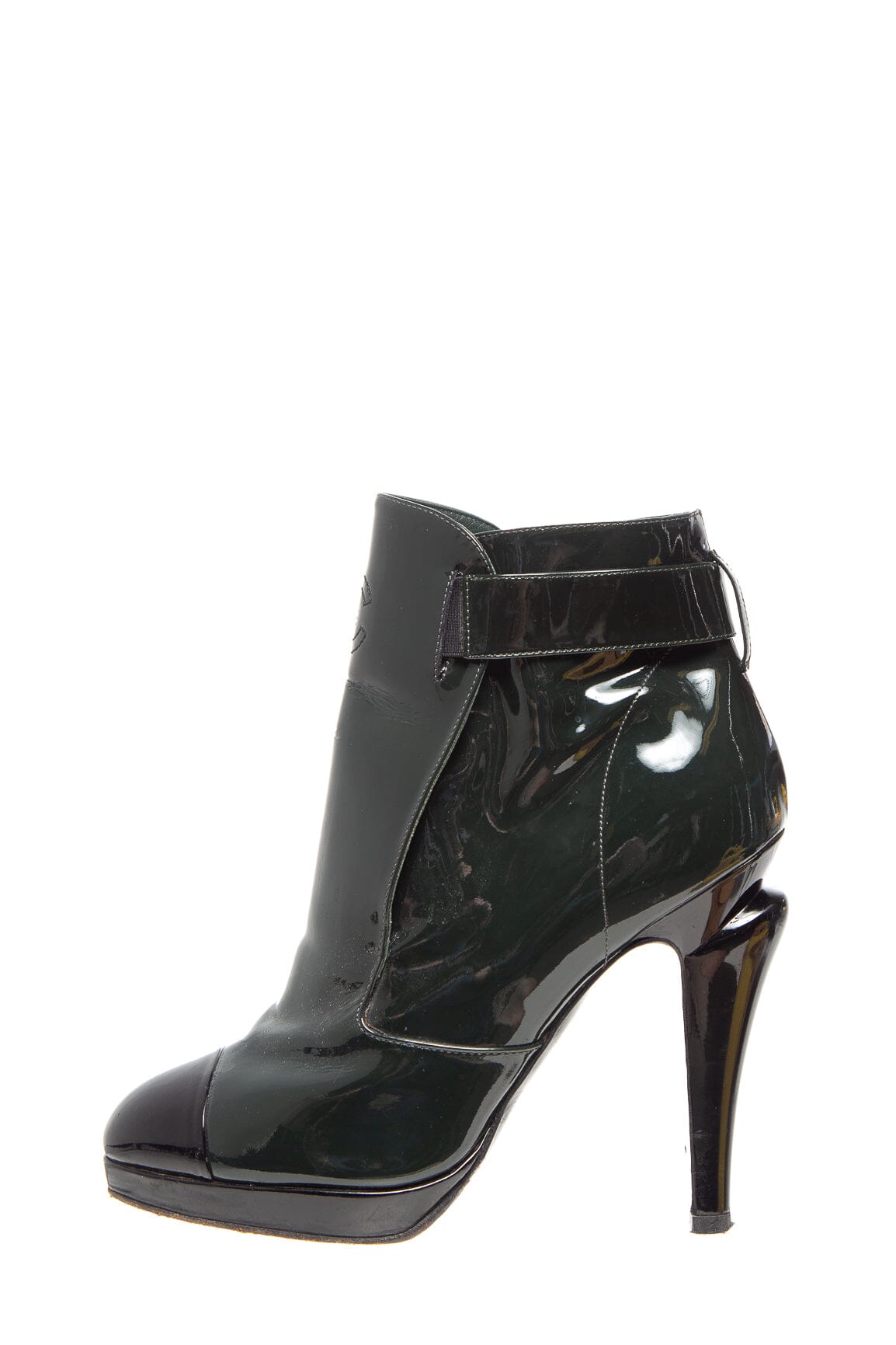 Chanel Green and Black Patent Leather Boots SZ 40.5