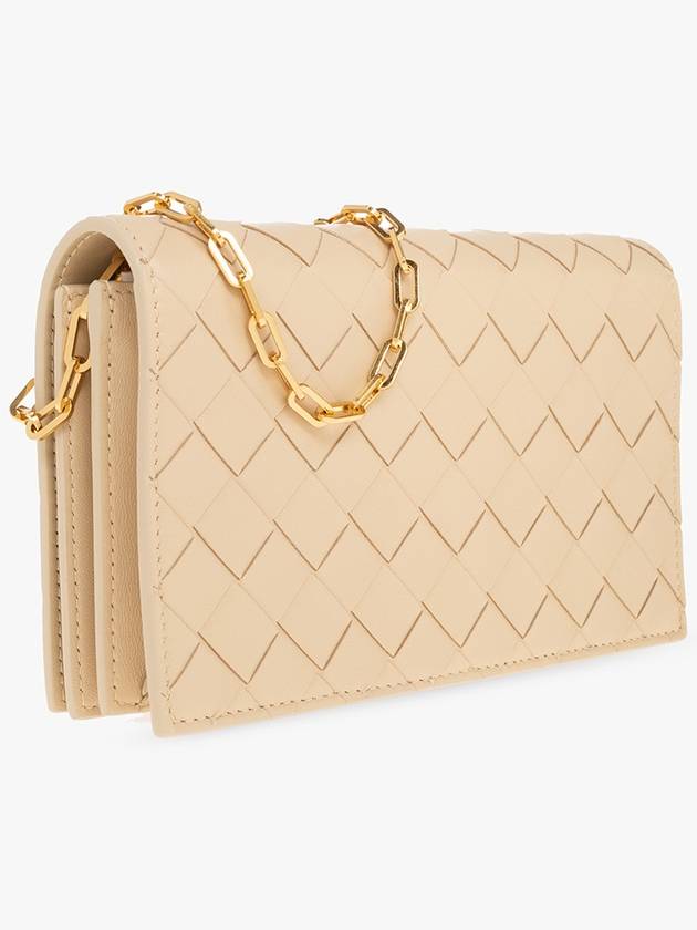 Bottega Veneta Intrecciato Chain Leather Mini Cross Bag Beige